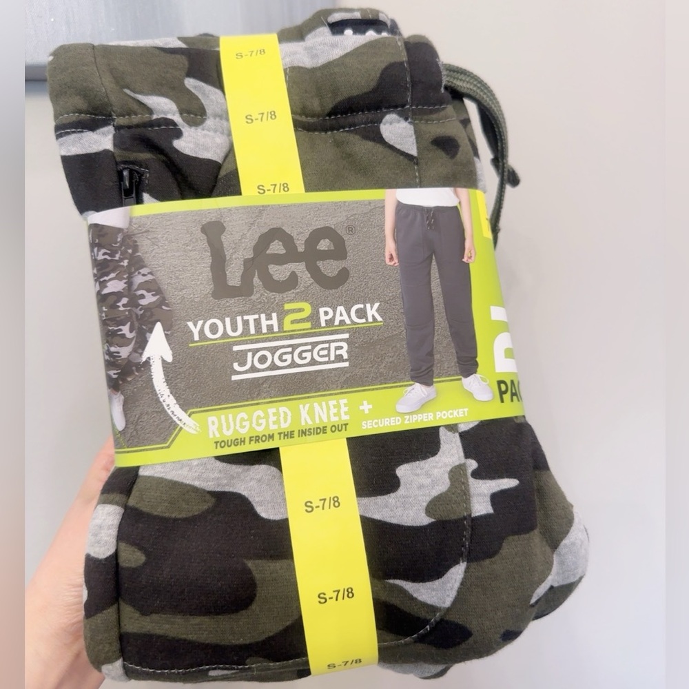 NWT LEE Youth Boy's 2-Pack Jogger Pants Rugged Knee (Small 7/8)